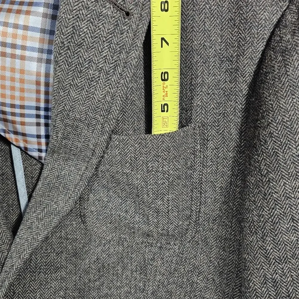 Black Brown 1826 Brown Herringbone Wool Blend Men's Blazer Size XL